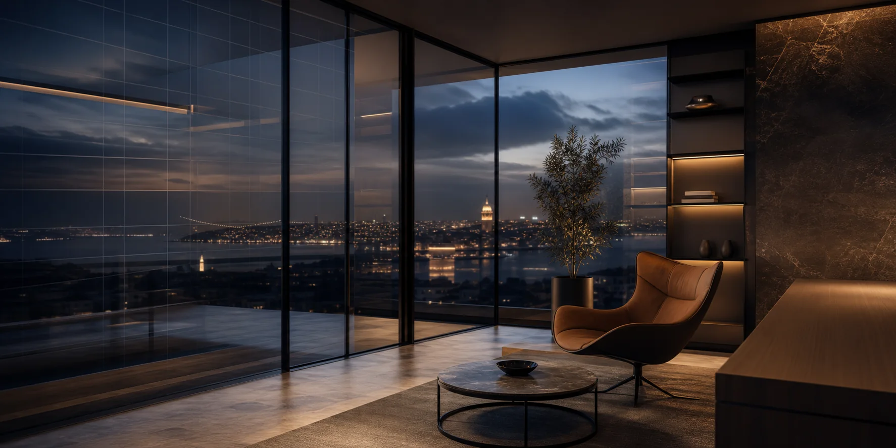 Modern ofis ve İstanbul manzarası